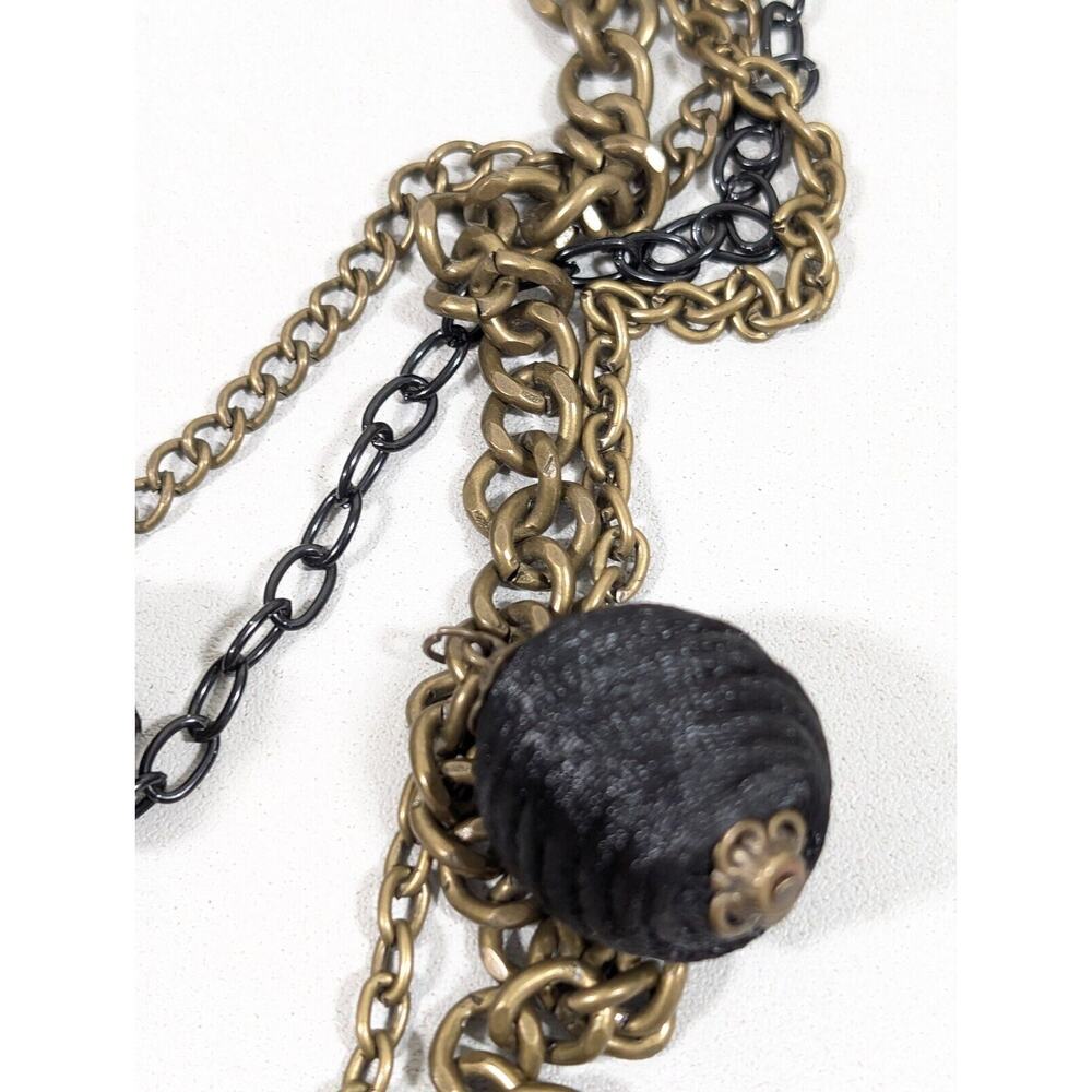 Simply Vera Wang Bronze Tone Brown Black Chunky Charm Layered Chain Necklace 24" - Picture 10 of 14